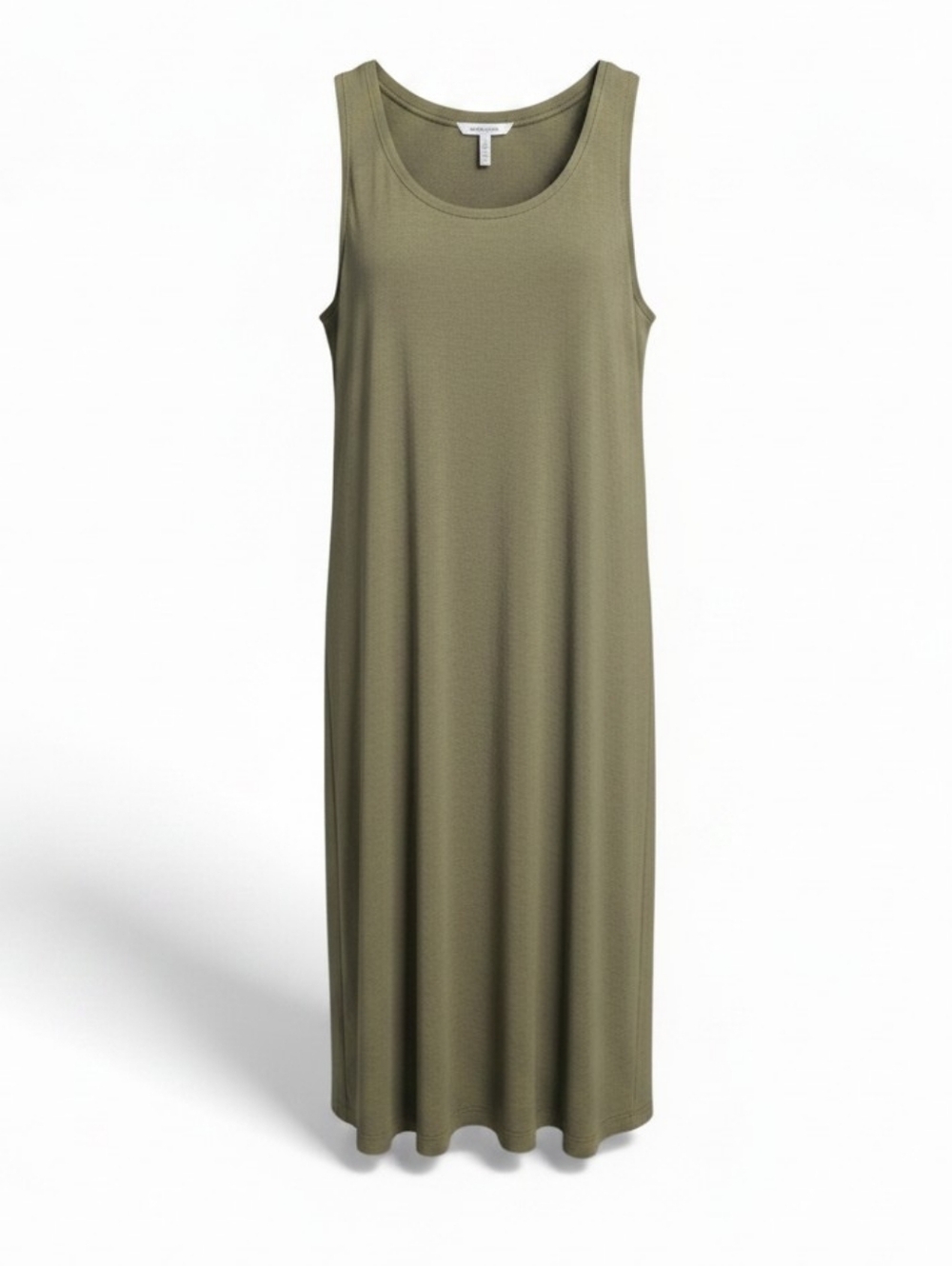 Time and Tru Olive Green Tank Maxi Dress Large Stretchy Sleeveless Casual - Picture 3 of 7